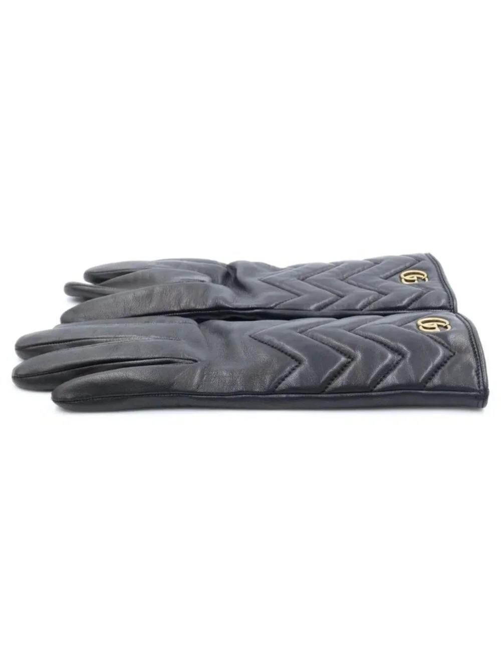 Gucci GG Marmont Lambskin Leather Lining Gloves Black